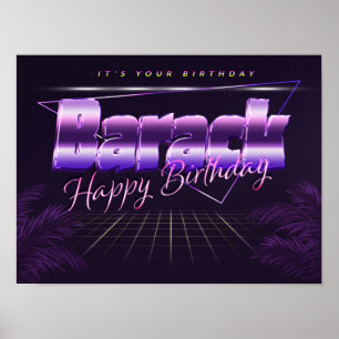 Póster Barack Nombre Vorname lila retro Poster Geburtstag