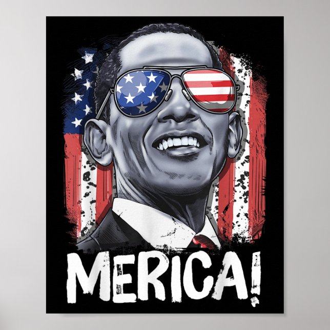 Póster Barack Obama 4 De Julio Merica Hombres Mujeres Usa (Frente)