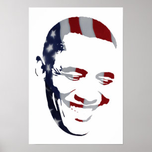 Póster Barack Obama - Bandera estadounidense - Poster