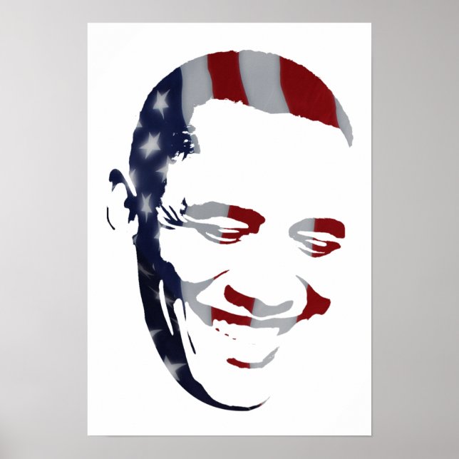 Póster Barack Obama - Bandera estadounidense - Poster (Frente)