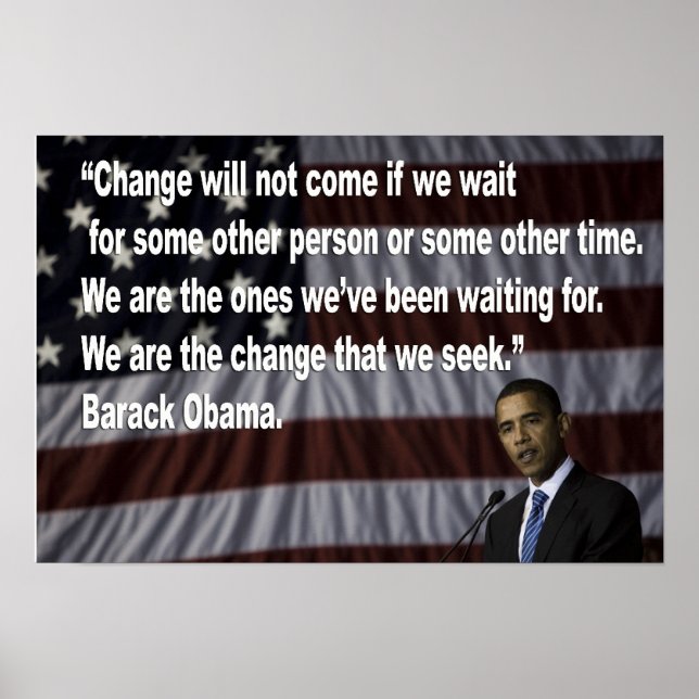 Póster Barack Obama Cambiar la cita (Frente)
