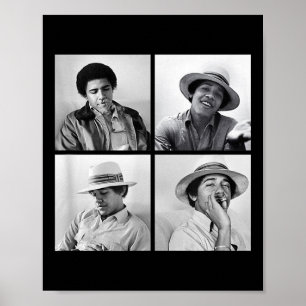 Póster Barack Obama retro vintage a la juventud fumando O