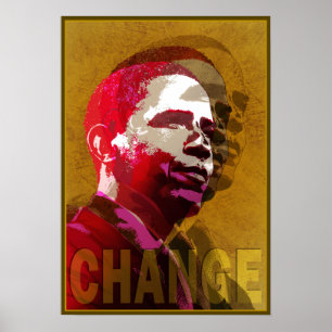 Póster Barack Obama rojo y oro