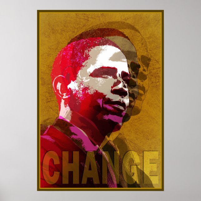 Póster Barack Obama rojo y oro (Frente)