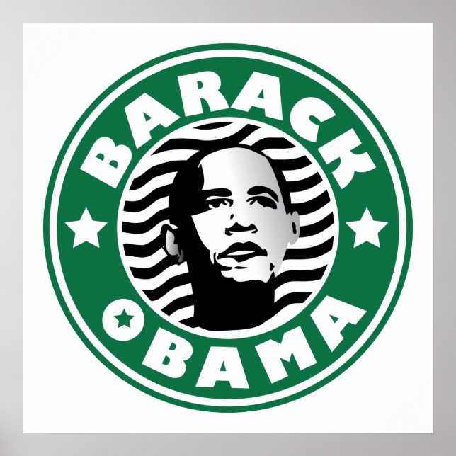 Póster Barack Obama Star Caffeine estrella verde café buc (Frente)
