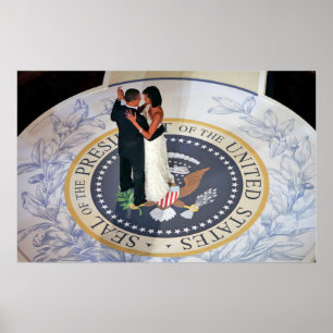 Póster Barack y Michelle Obama bailando en la bola inaugu