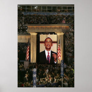 Póster Barak Obama habla en la última noche del