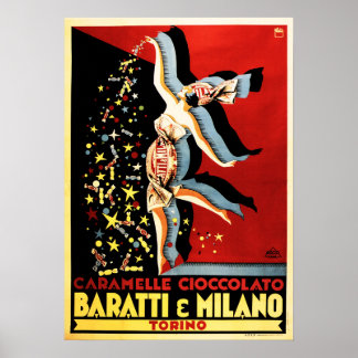 Póster BARATTI y MILANO Caramelle Cioccolato Candies Old