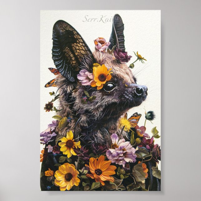 Póster Barba de flores en blanco Imprimir y descargar (Frente)