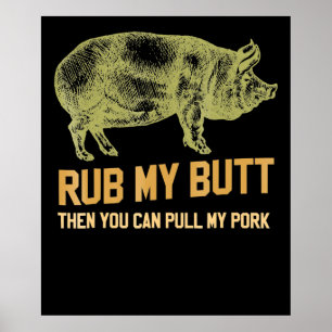 Póster Barbacoa   BBQ Grill Pig Funny Pork Id Humo Que As
