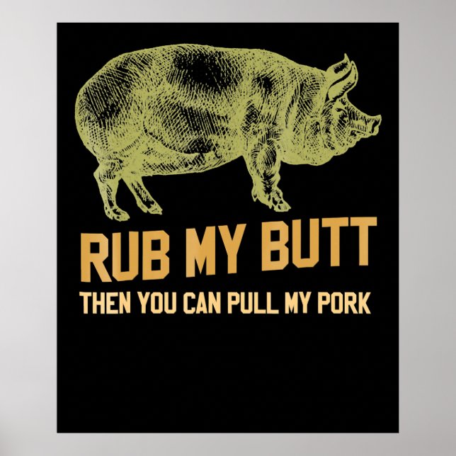 Póster Barbacoa | BBQ Grill Pig Funny Pork Id Humo Que As (Frente)