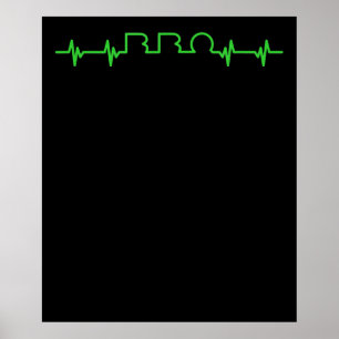 Póster Barbacoa   BBQ Heartbeat Funny BBQ es mi salvavida