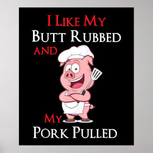 Póster Barbacoa BBQ Me Gusta Mi Puro Y Mi Cerdo Despoja