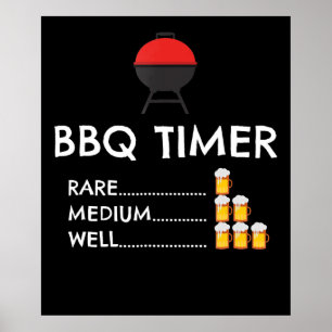 Póster Barbacoa  BBQ Timer Barbecue Gracioso Grill Grill 