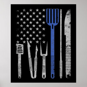 Póster Barbacoa   Cerdo asador con barbacoa con chef de c