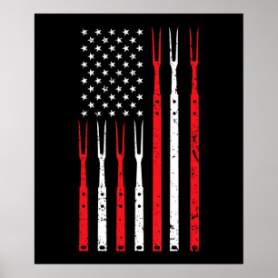 Póster Barbacoa   Shirt For Men Dad Gira Bandera Patrióti
