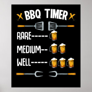 Póster Barbacoa Temporizador de barbacoa Raras Beber de