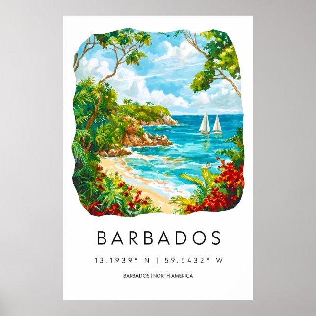 Póster Barbados Acuarela 2 (Frente)