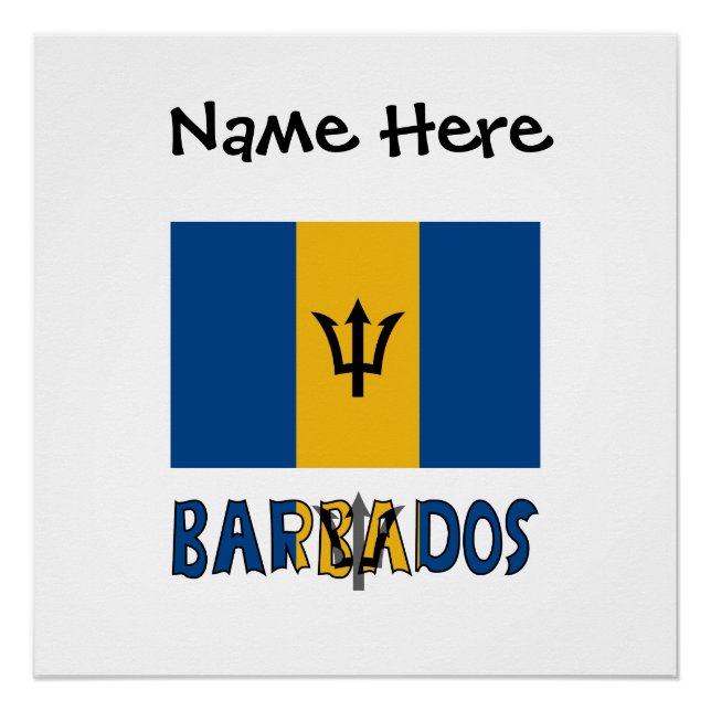 Póster Barbados and Barbadian Flag with Your Name (Anverso)