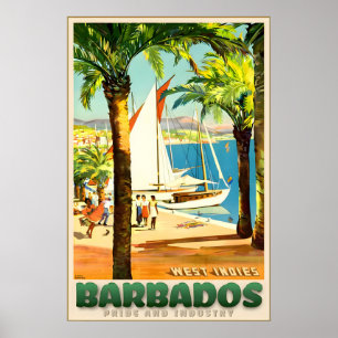 Póster Barbados Bridgetown Indias Occidentales Caribe Tró