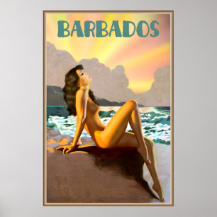 Póster Barbados Indias Occidentales Británicas Playa del