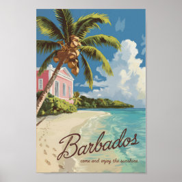 Póster Barbados Painterly Travel Art Vintage