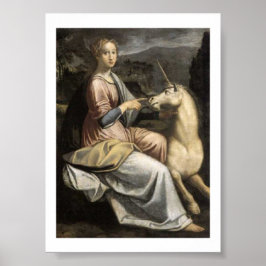 Póster Barbara Longhi - Dame mit Einhorn - Unicorn
