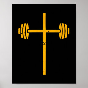 Póster Barbell Cross-camisa Divertido Cristiano Entrenami
