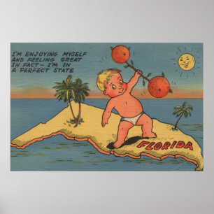 Póster Barbell de elevación del niño de naranjas