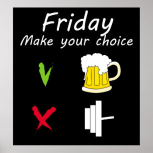 Póster Barbell frente a cerveza