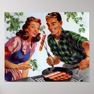 Póster Barbeque Retro Bacon