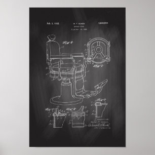 Póster Barber Chair Patent Print Barber Shop Decor Poster
