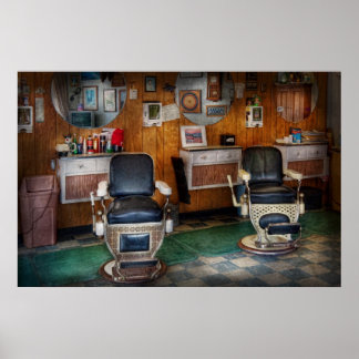Póster Barber - Frenchtown, NJ - Dos sillas de barbero an
