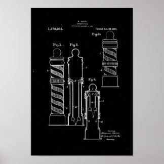 Póster Barber Pole Illustration Black Art patent print