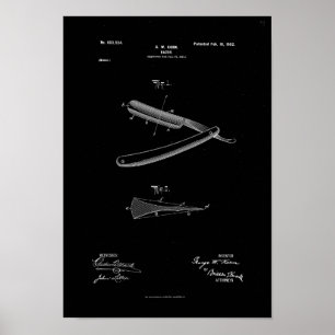 Póster Barber Razor Patent Poster Print Artwork