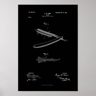Póster Barber Razor Patent Poster Print Artwork