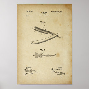 Póster Barber Razor Patent Poster Print Artwork