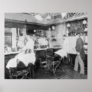 Póster Barbería de la ciudad de Nueva York, 1895. Foto an