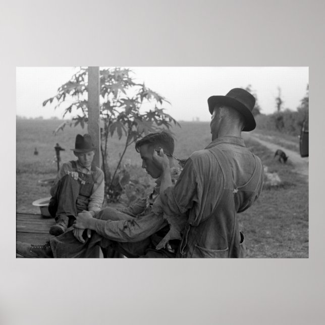 Póster Barbería de la Gran Depresión de los años 30 (Frente)