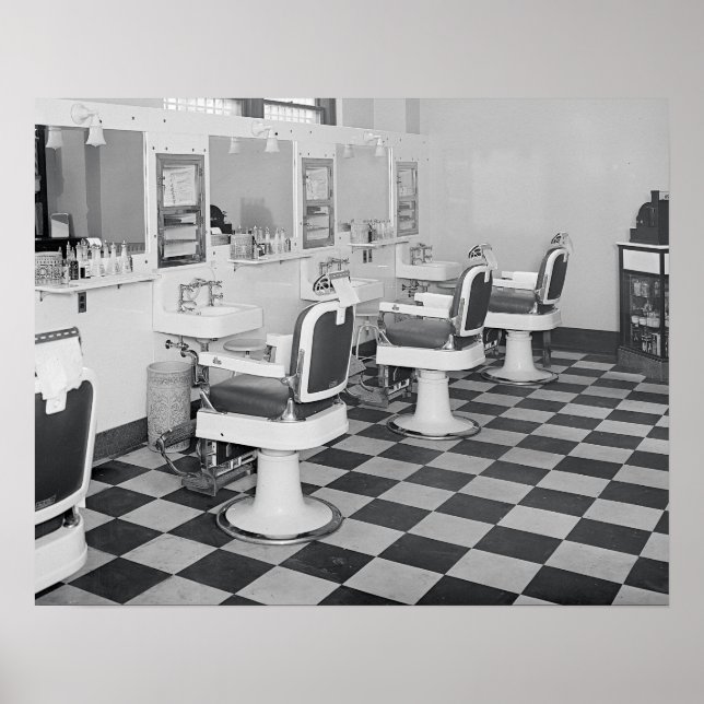 Póster Barbería Ejecutiva, 1935. Foto de cosecha de vinta (Frente)