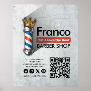 Póster Barbería Tienda Real Corona Barber Polo Salón de P