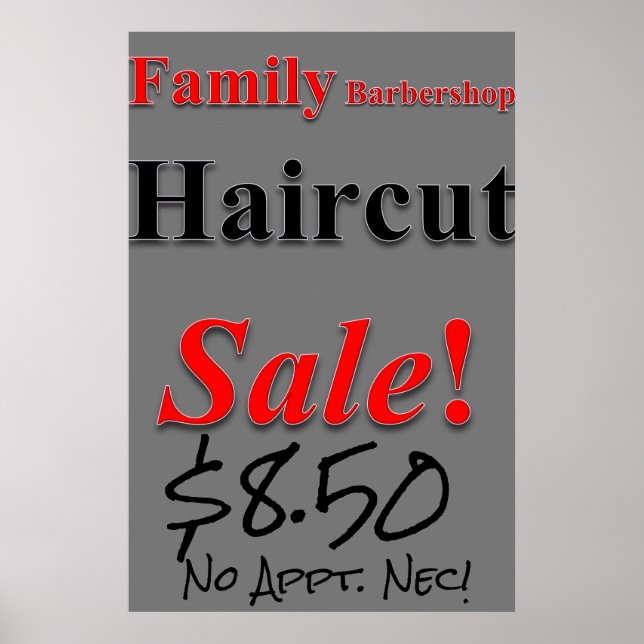 Póster Barbershop Familia Haircut Venta Salón De Belleza  (Frente)