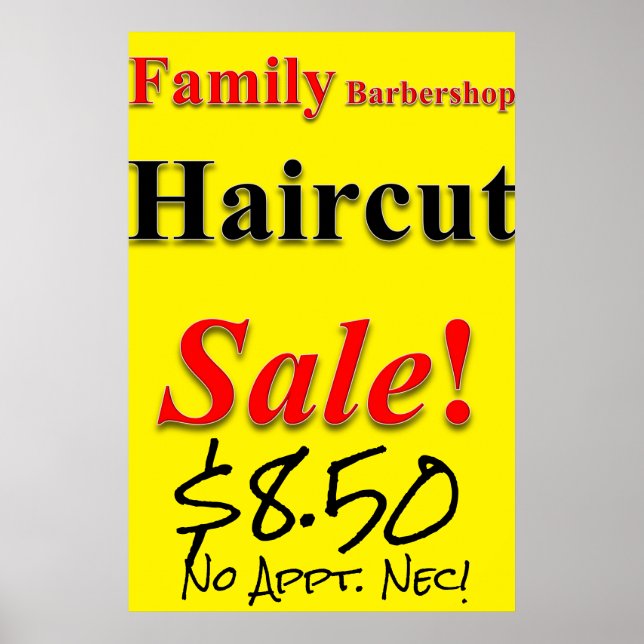Póster Barbershop Familia Haircut Venta Salón De Belleza  (Frente)