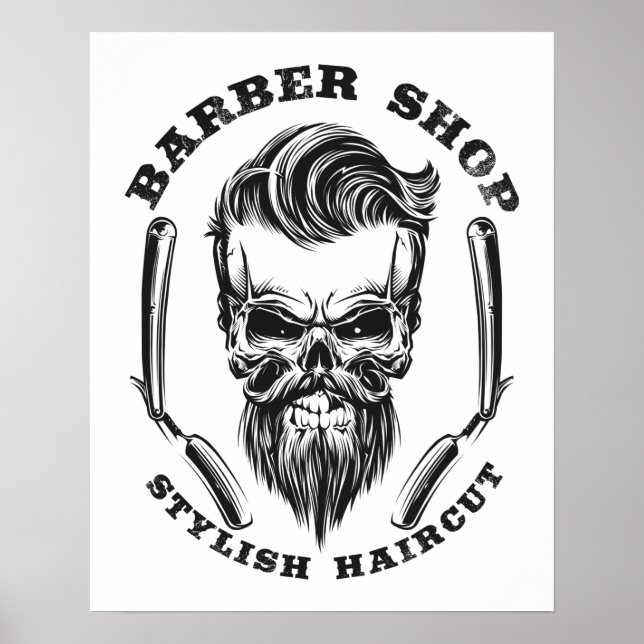 Póster Barbershop Skull (Frente)