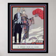 Barbier Art Deco "Salir al Casino" 16 x 20