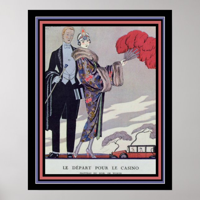 Póster Barbier Art Deco "Salir al Casino" 16 x 20 (Frente)