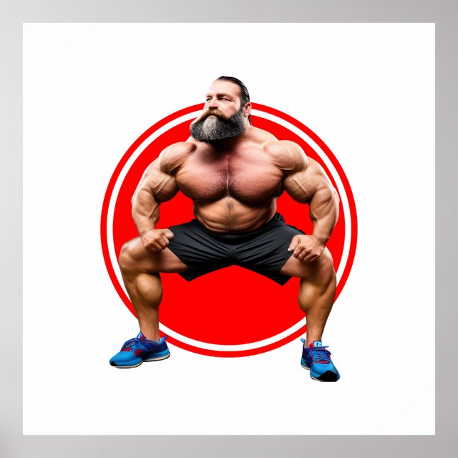 Póster Barbudo Musculoso (Frente)