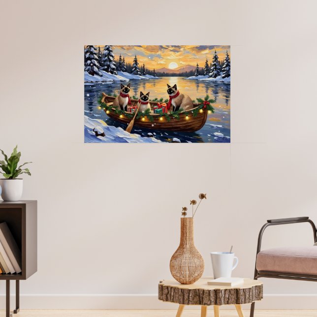 Póster Barca de Navidad con Gato Siames (Salón 3)