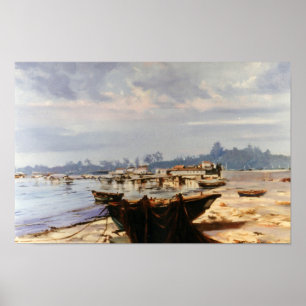 Póster Barca en la playa