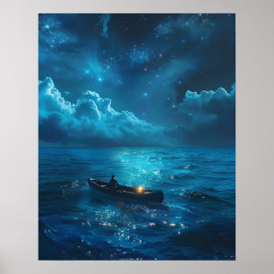 Póster Barca Pequeña en el Océano